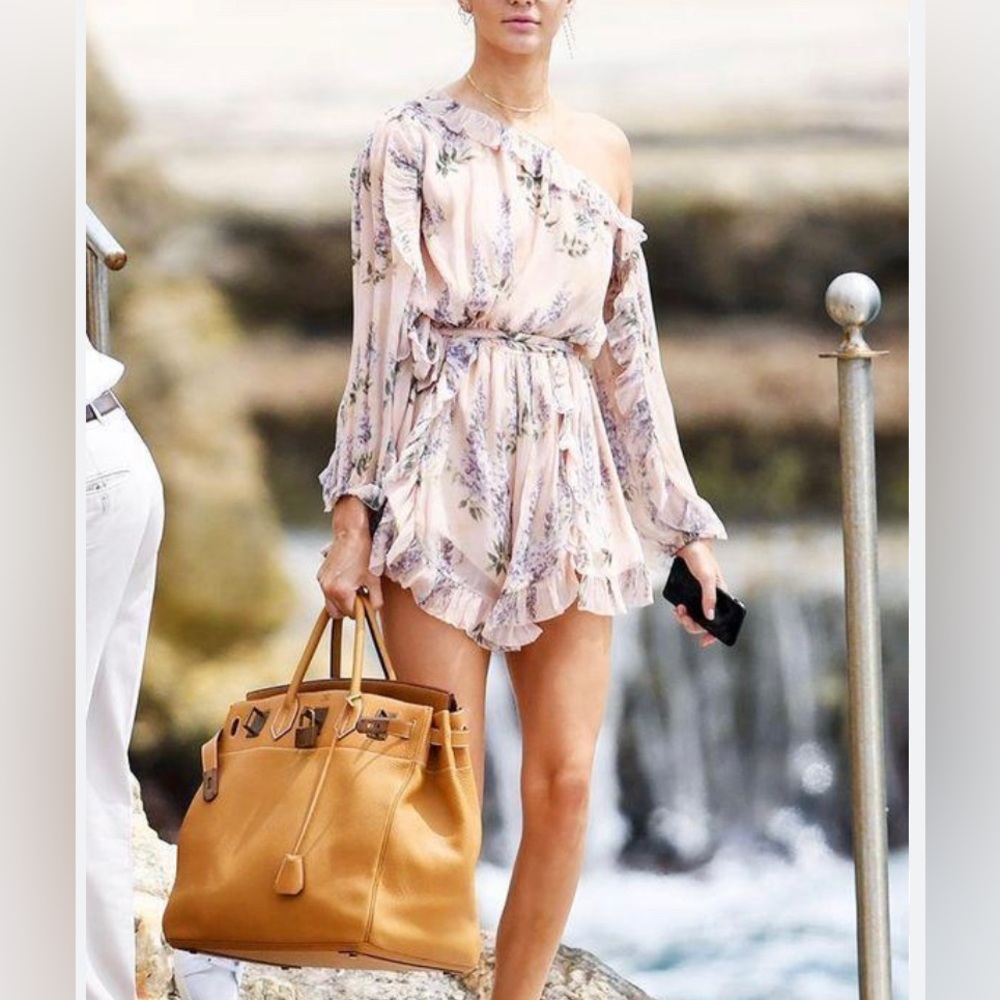 Zimmermann Kendall Jenner silk chiffon floral play suit romper